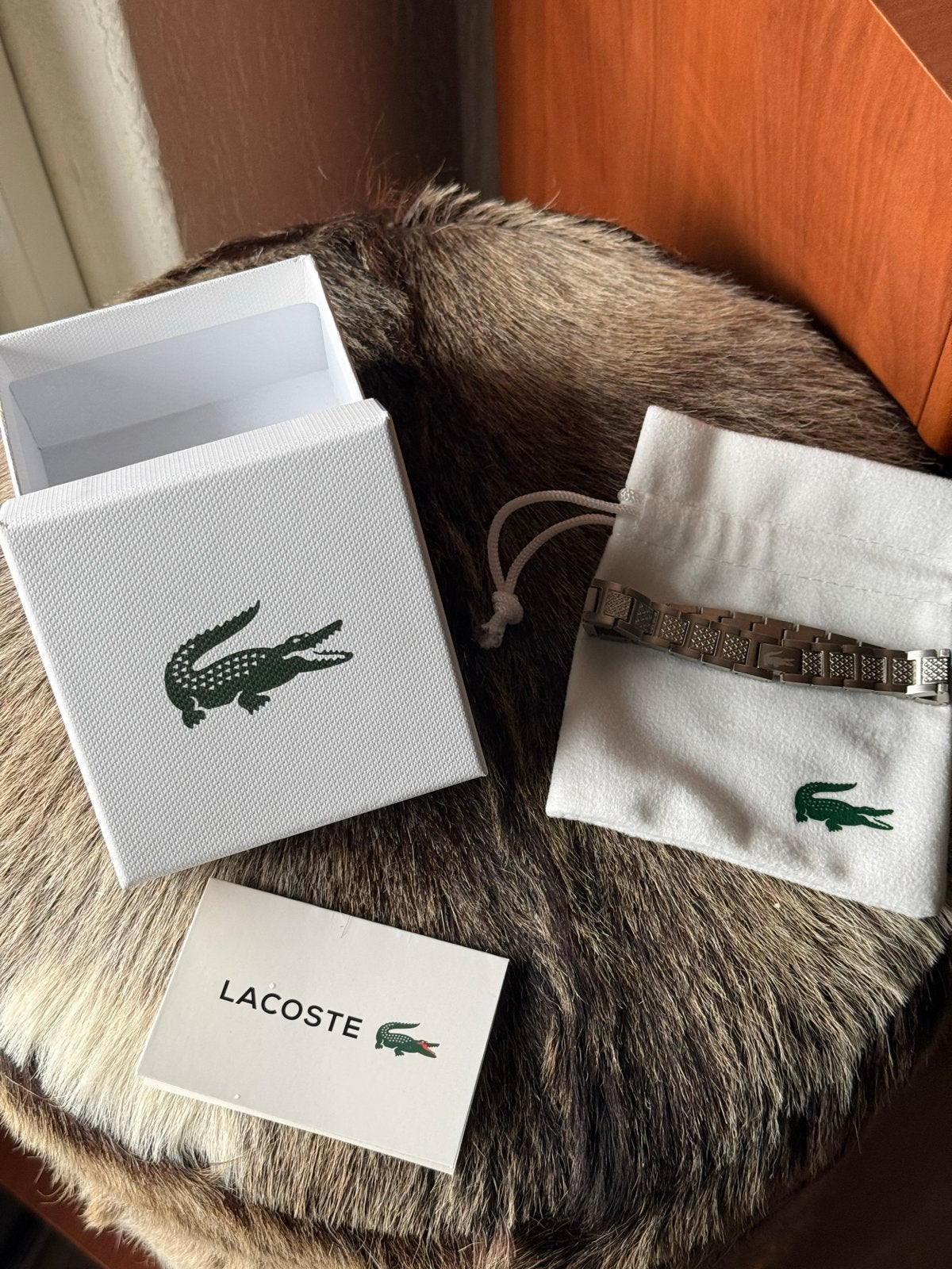 Lacoste armband nieuw met doos, Staal, Nieuw, Ophalen of Verzenden, Zilver