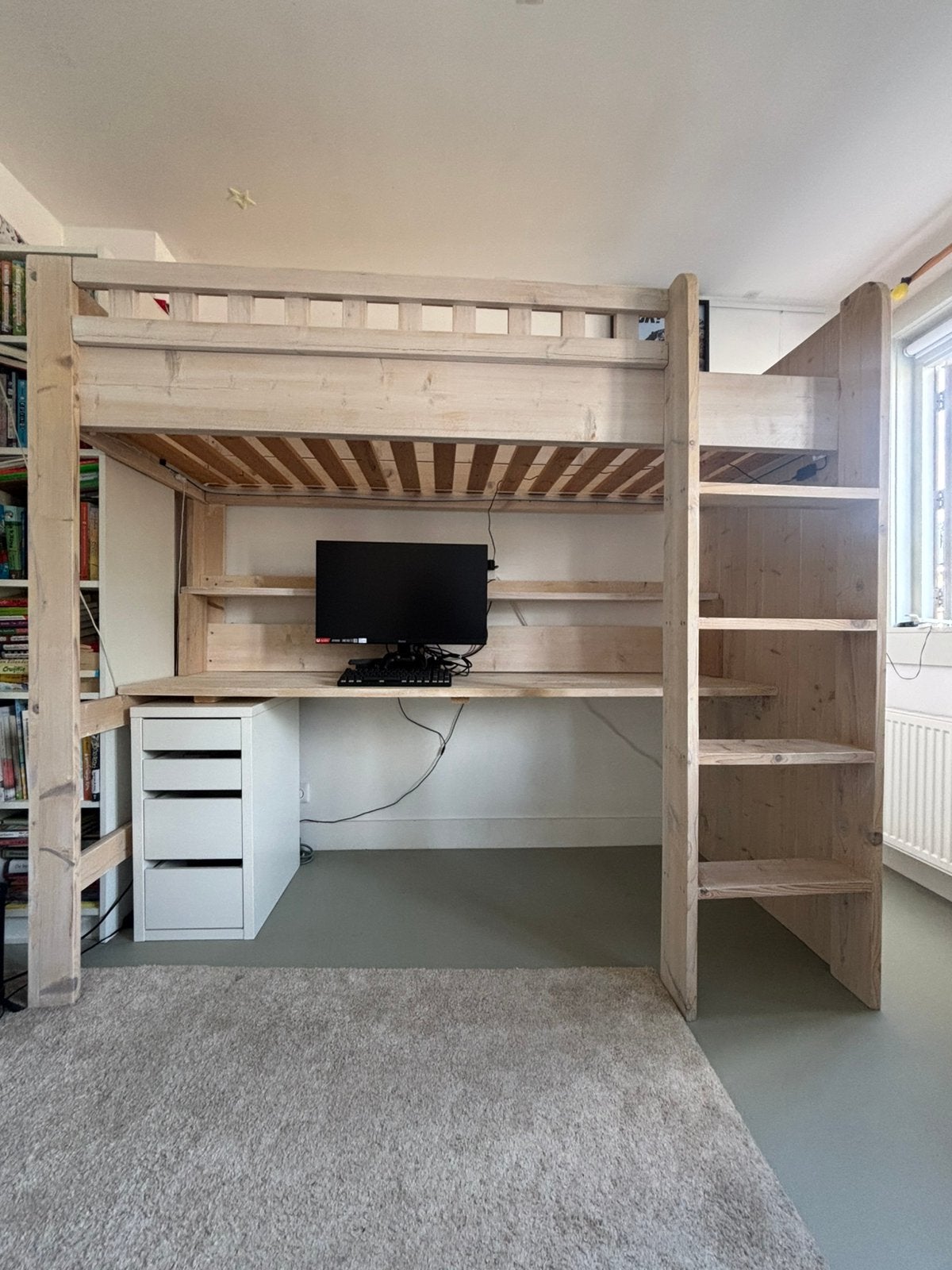 Stoere hoogslaper exclusief matras (200 x 80), Ophalen, Gebruikt, Eenpersoons, 210 cm