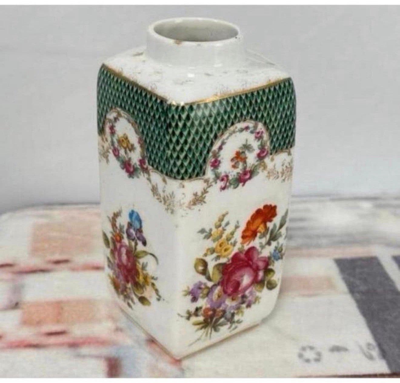 Vintage Porseleinen vaasje Vaas - Signed Prov SXE bloemen, Gebruikt, P, P, P