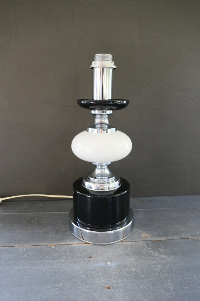Vintage jaren '70 tafellamp metaal keramiek of glas, Verzenden, Zo goed als nieuw, Glas, Vintage