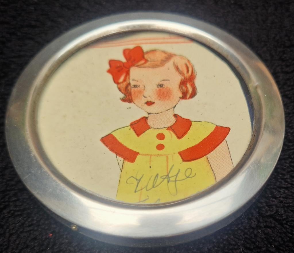 Antiek rond zilver FOTOLIJSTJE met zilverkeur 830S, Ophalen of Verzenden, Zilver