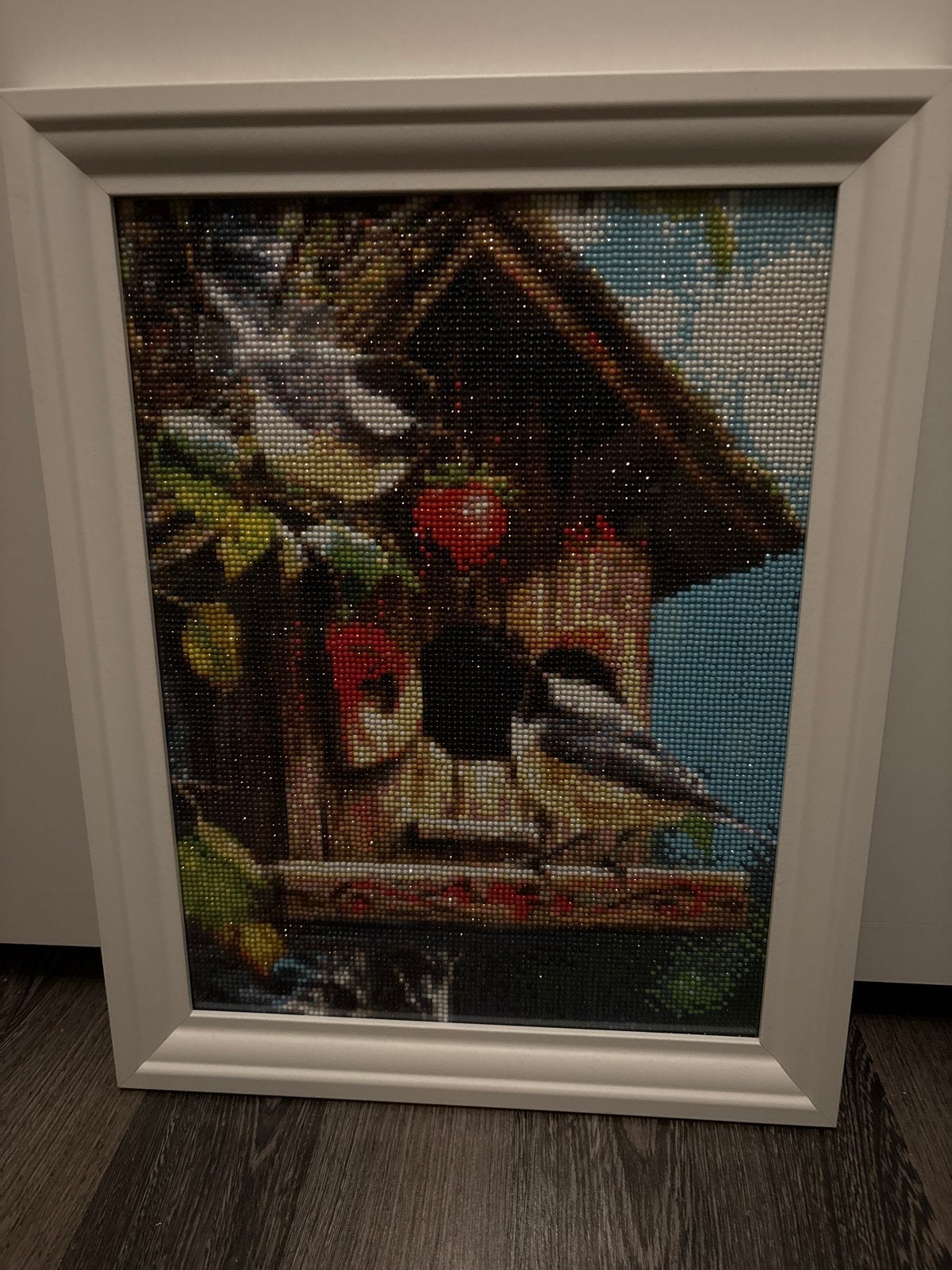 Diamond painting vogels met lijst, Minder dan 50 cm, Ophalen of Verzenden, Zo goed als nieuw, Schilderij