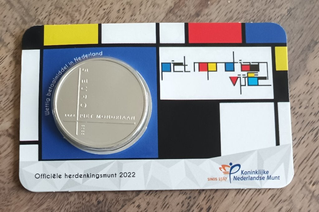 Piet Mondriaan Vijfje 2022 - Zwaar Verzilverde, Ophalen of Verzenden, Overige landen, 5 euro, Losse munt