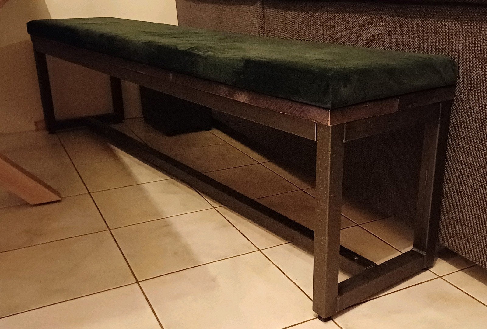 Eetkamerbank 200x40 - Groen Velours, Huis en Inrichting, Banken | Bankstellen, Ophalen, Gebruikt, Minder dan 75 cm, Rechte bank