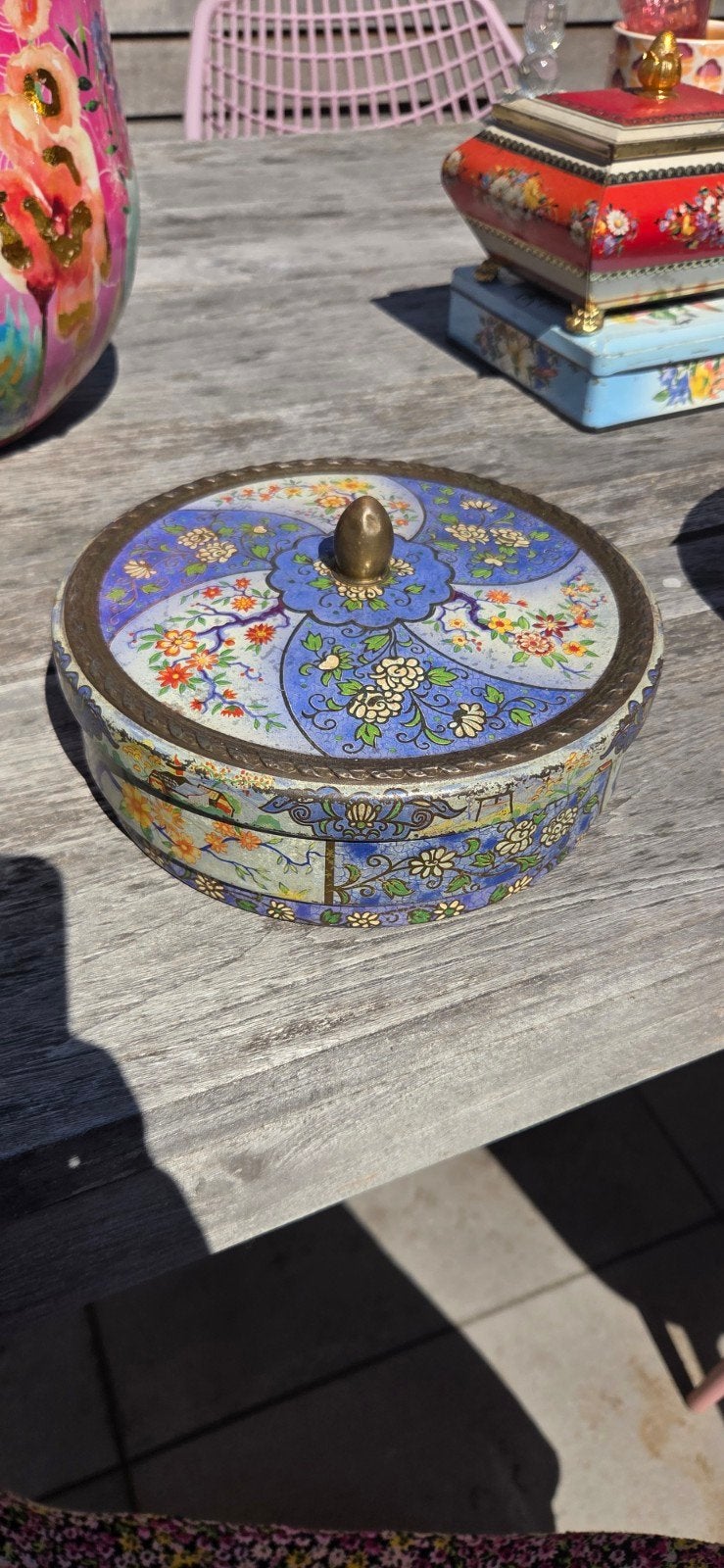 Vintage Albert Heijn koekblik met bloemmotief, Ophalen
