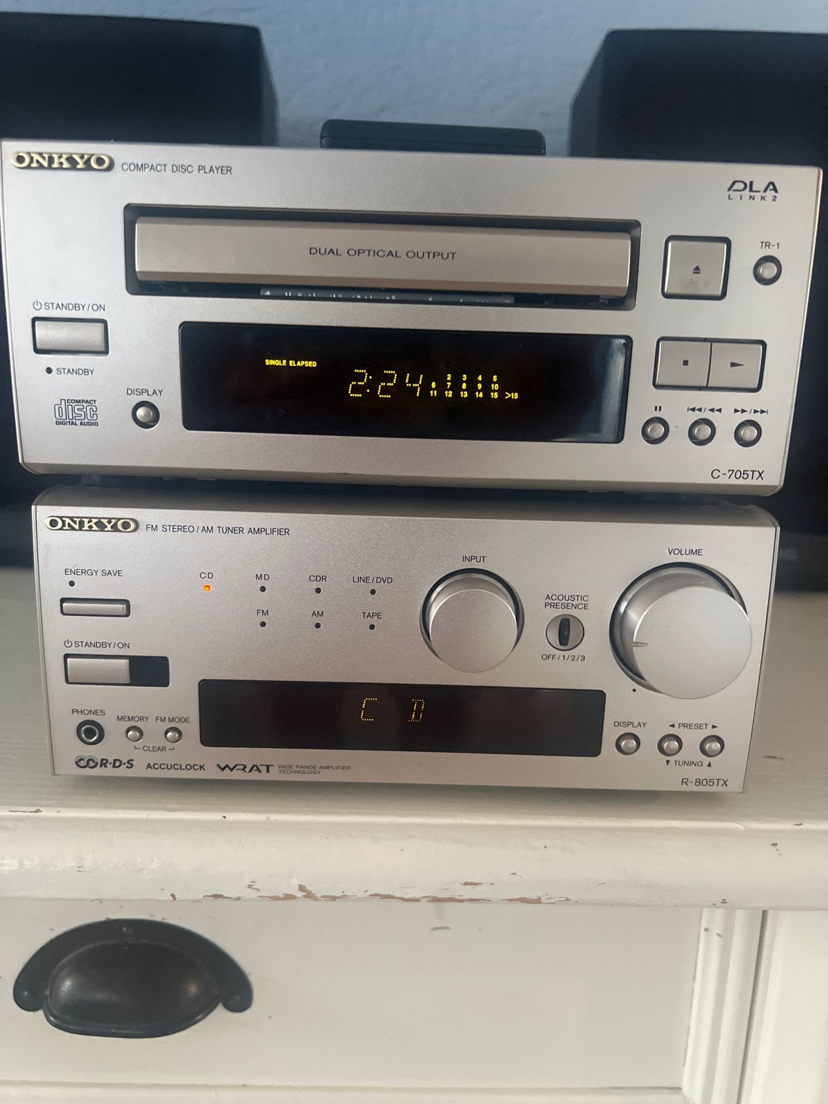 Onkyo C-705TX CD-speler en R-805TX receiver met speakers, Overige merken, Gebruikt, Cd-speler, Losse componenten