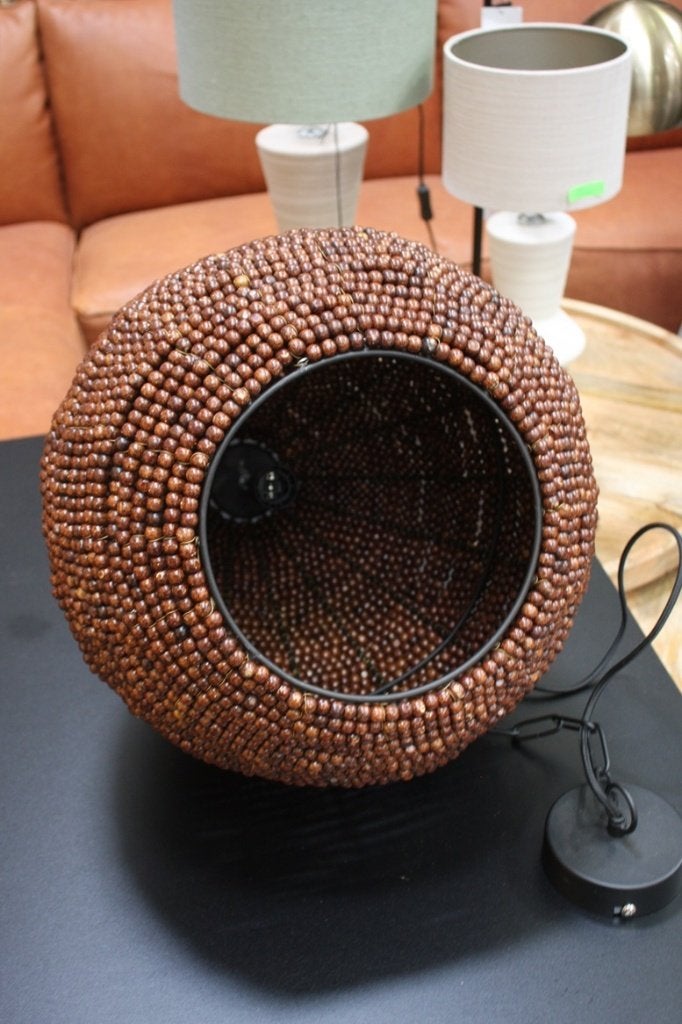 Gave hanglamp KABINDA Light & Living kralen donkerbruin Ø40, Ophalen of Verzenden, Nieuw, Hout, Minder dan 50 cm