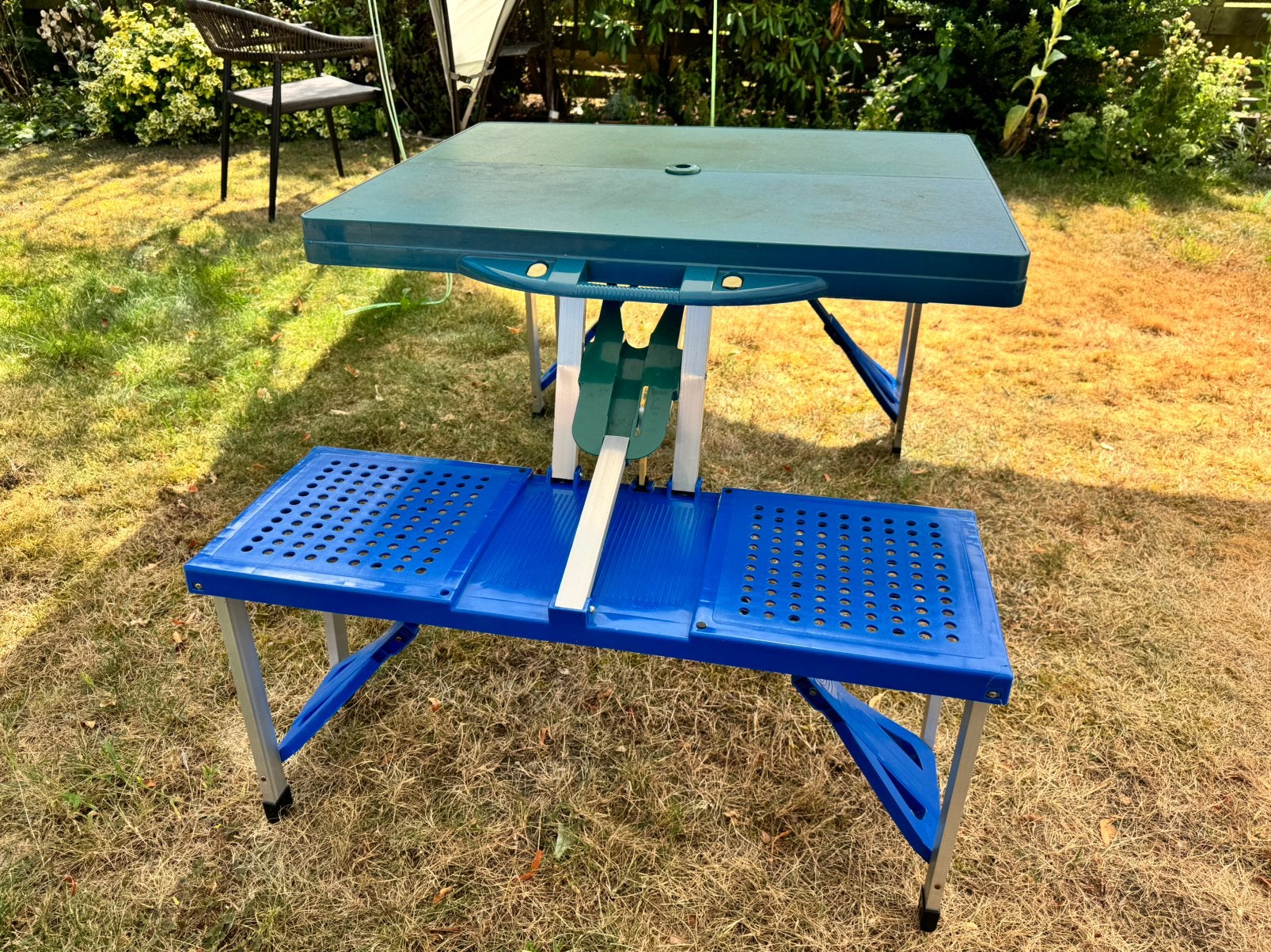 Bocamp opvouwbare picknicktafel en bankjes, Ophalen of Verzenden, Gebruikt, Campingtafel