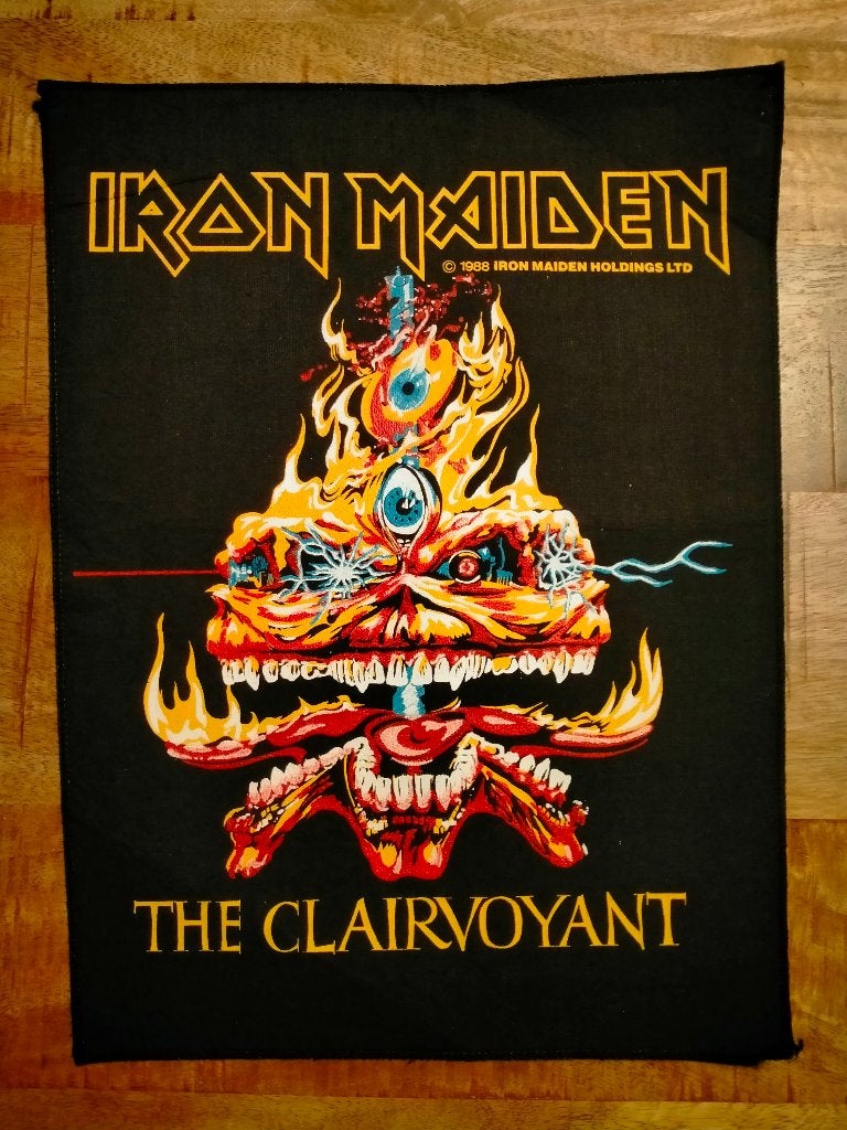 Iron Maiden the Clairvoyant 1988 vintage muziek backpatch, Ophalen of Verzenden, Gebruikt, Overige typen