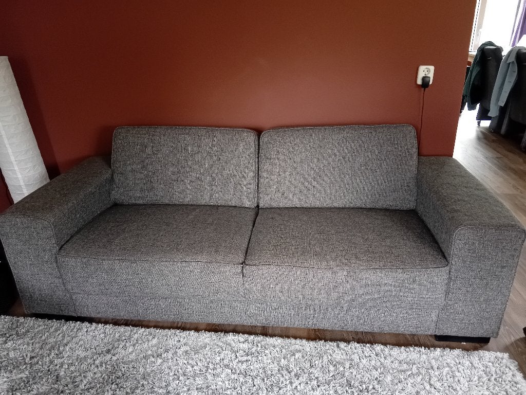 Grijze bank, Ophalen, Gebruikt, Driepersoons, 75 tot 100 cm