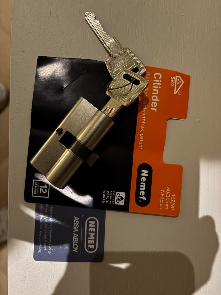 Nemef cilinder NF3plus 30/30mm, Ophalen of Verzenden, Nieuw, Overige materialen, Slot