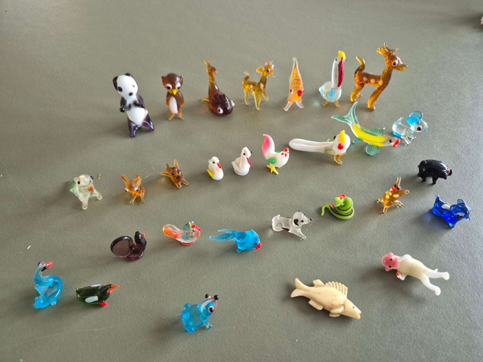 glazen miniatuur dierenbeeldjes letterbak vintage, Verzamelen, Ophalen of Verzenden, Zo goed als nieuw, Overige soorten, Beeldje of Figuurtje