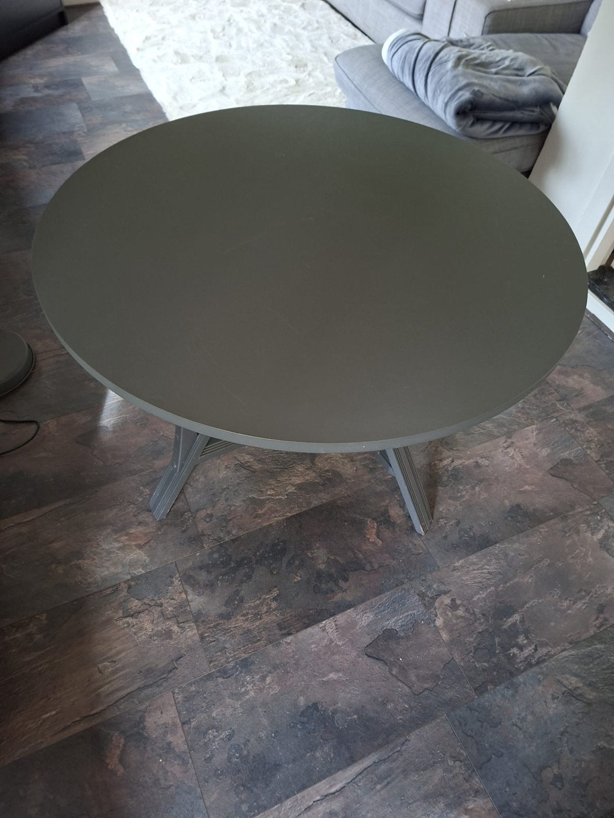 Ronde eettafel - grijs - inklapbaar, Huis en Inrichting, Tafels | Eettafels, Ophalen, Gebruikt, Rond, Tot twee personen