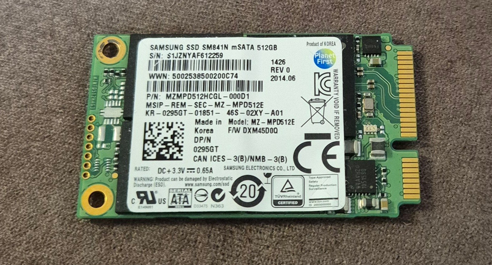 512GB Msata SSD samsung, Ophalen, Intern, Gebruikt, 512GB