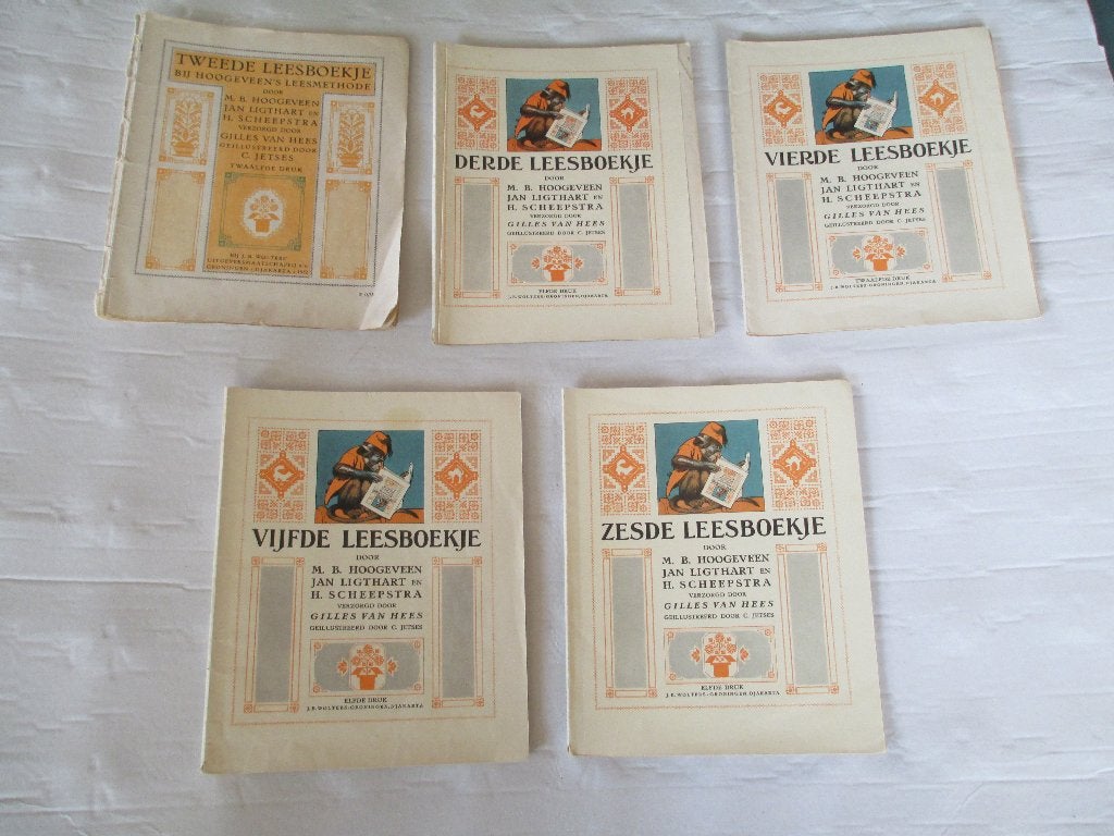 5 leesboekjes hoogeveen's leesmethode - ill. c. jetses, Ophalen of Verzenden, Gelezen, Overige niveaus, Nederlands