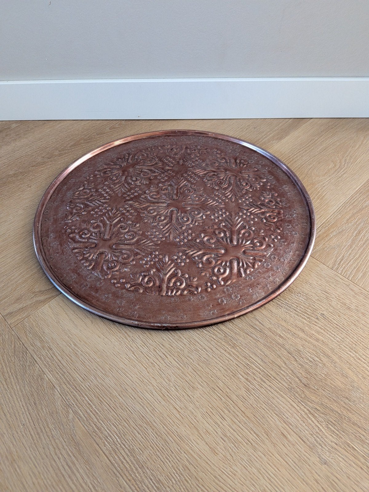 Decoratief dienblad / kaarsentray 38cm doorsnee, Gebruikt, Decoratieve rand, Rond, Ophalen of Verzenden