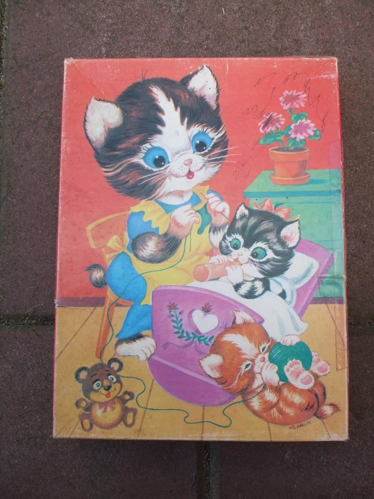 PUZZEL houten poesjes, Ophalen of Verzenden, 10 tot 50 stukjes, Zo goed als nieuw