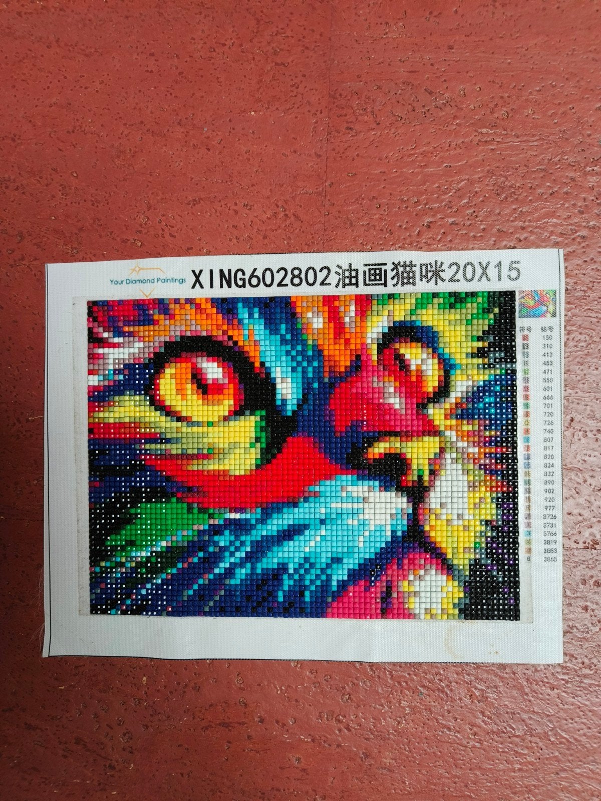 Diamond painting - kleurrijke poes - kant en klaar., Ophalen of Verzenden, Nieuw