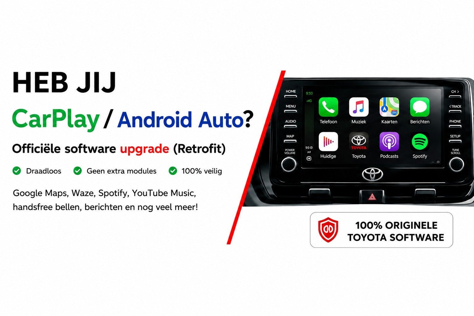 Toyota Multimedia Upgrade: CarPlay/Android Auto Retrof, Ophalen of Verzenden