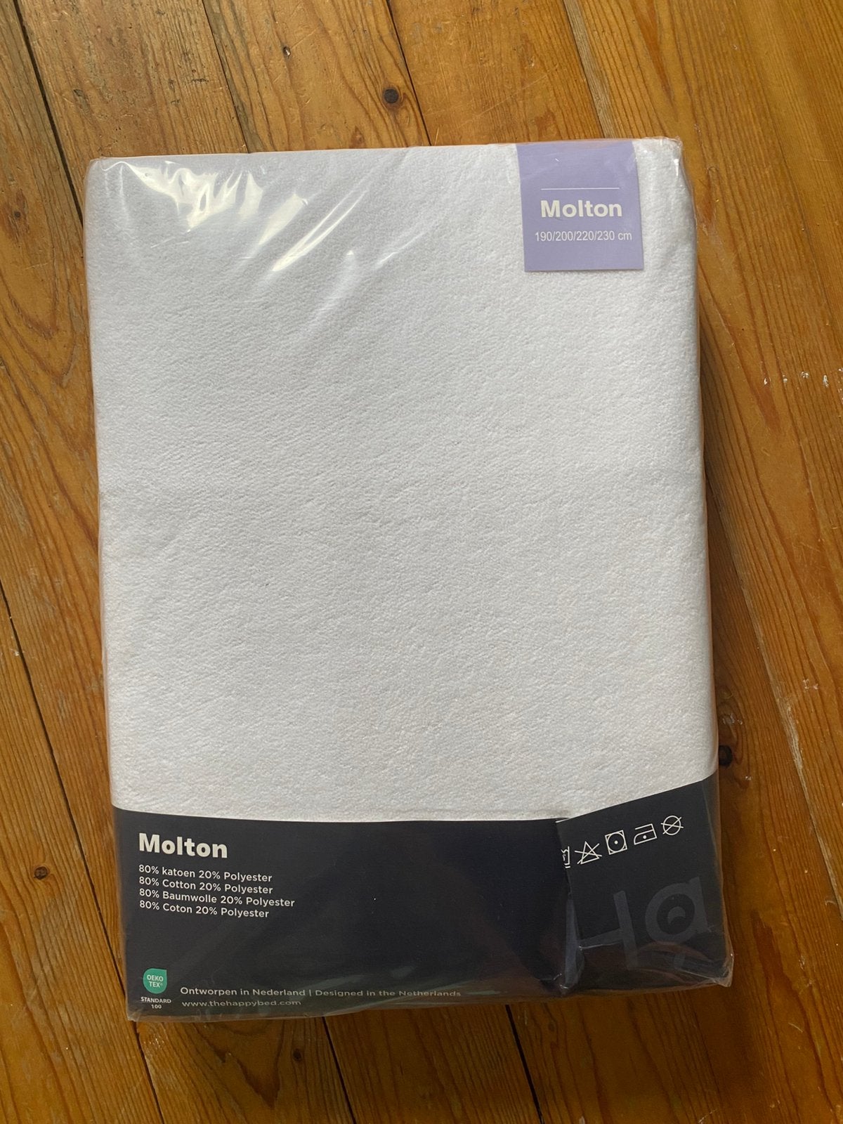 Molton hoeslaken 190/200/220/230, Ophalen, Tweepersoons, Zo goed als nieuw, Wit
