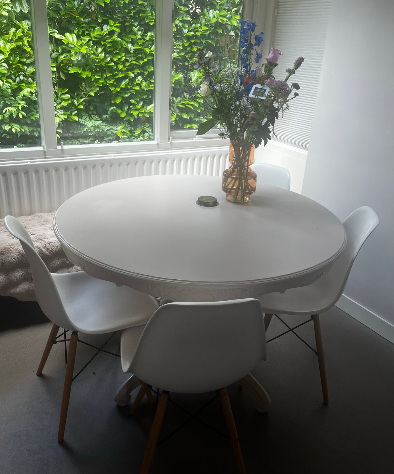6 Eames look-a-like stoelen, wit met houten poten, Ophalen, Gebruikt, Wit, Vijf, Zes of meer stoelen