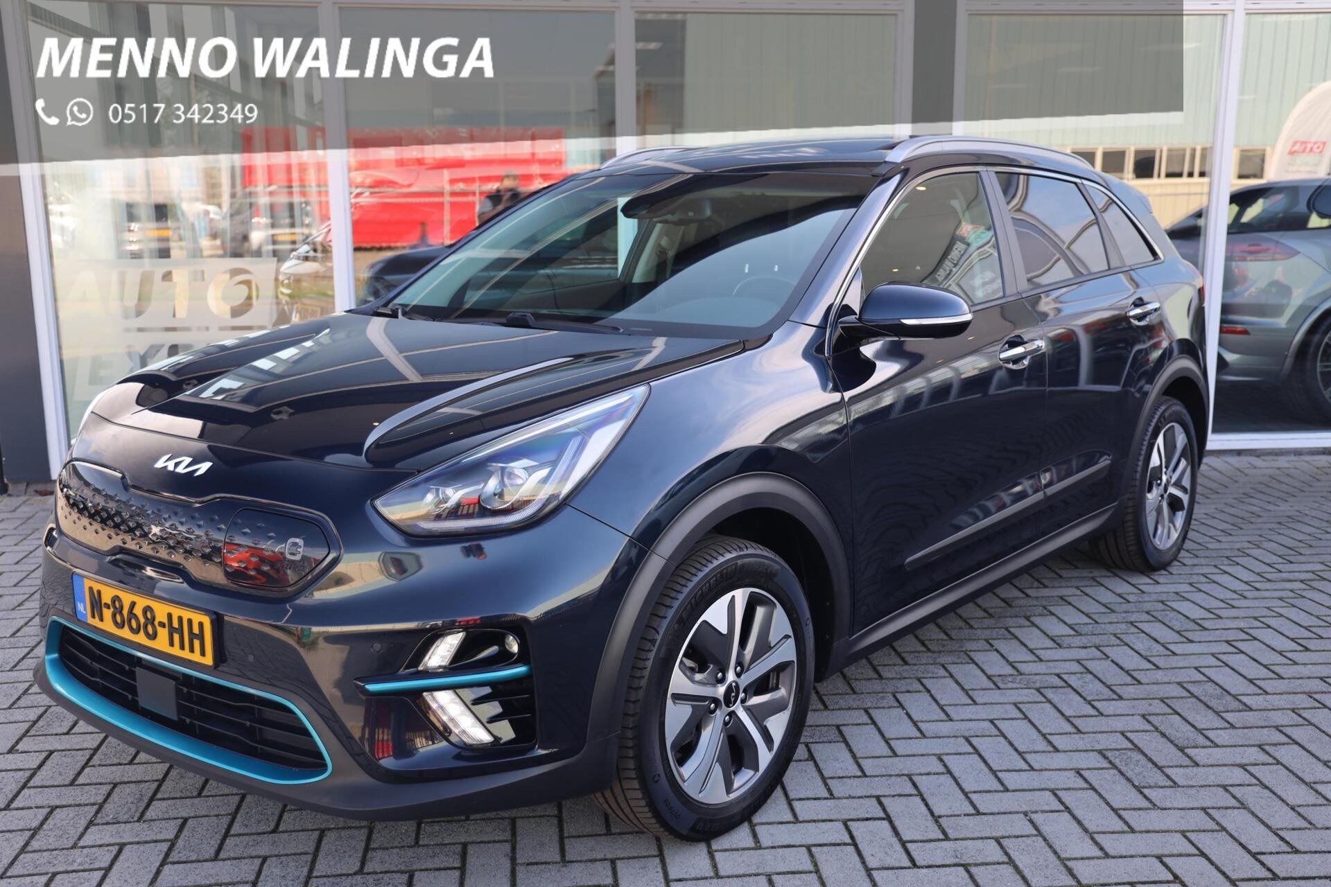 Kia e-Niro DynamicPlusLine 64 kWh|SOH 94%|Schuif-kanteldak|S, Auto's, Gebruikt, 1712 kg, Met garantie (alle), Blauw
