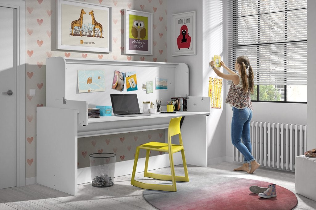 Denver kajuitbed (met bureau) - 90x200 - Wit, Niet ingevuld, Niet ingevuld, Niet ingevuld