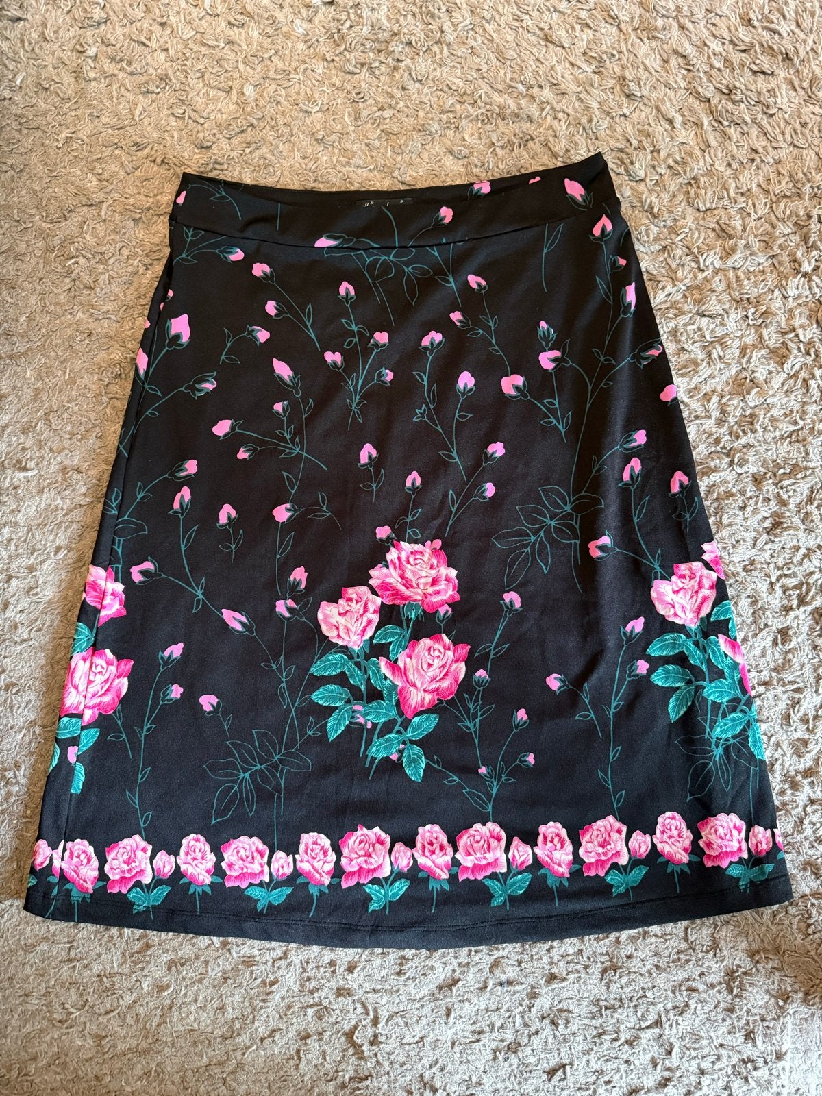 King Louie rok met rozenprint - Maat M, Maat 38/40 (M), Zwart, Ophalen of Verzenden, Zo goed als nieuw