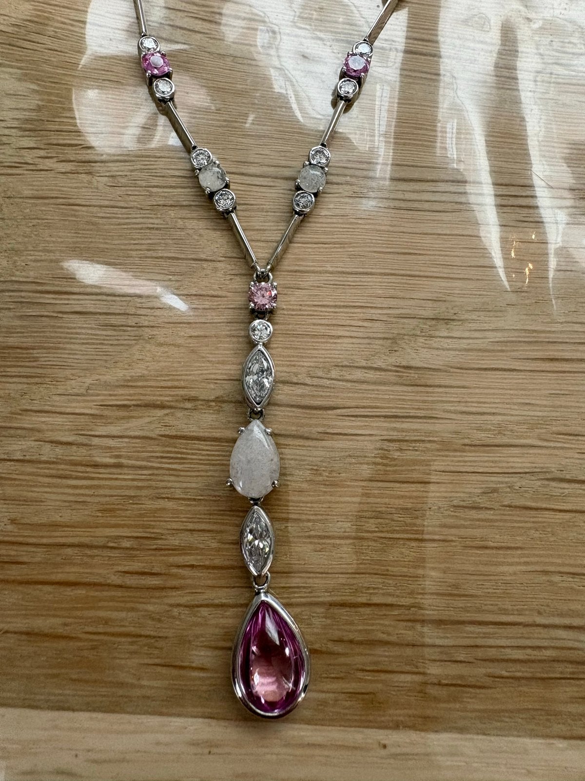 TI SENTO Milano 925 zilveren ketting met roze hanger, Ophalen of Verzenden, Zo goed als nieuw, Roze, Met edelsteen