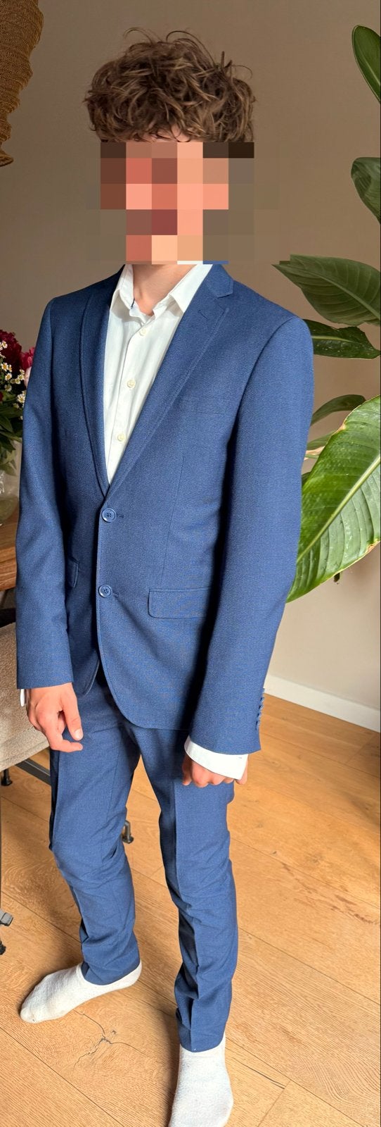 Gala pak maat XS met Profuomo blouse en vlinderstrik, Ophalen, Zo goed als nieuw, Maat 46 (S) of kleiner, Blauw