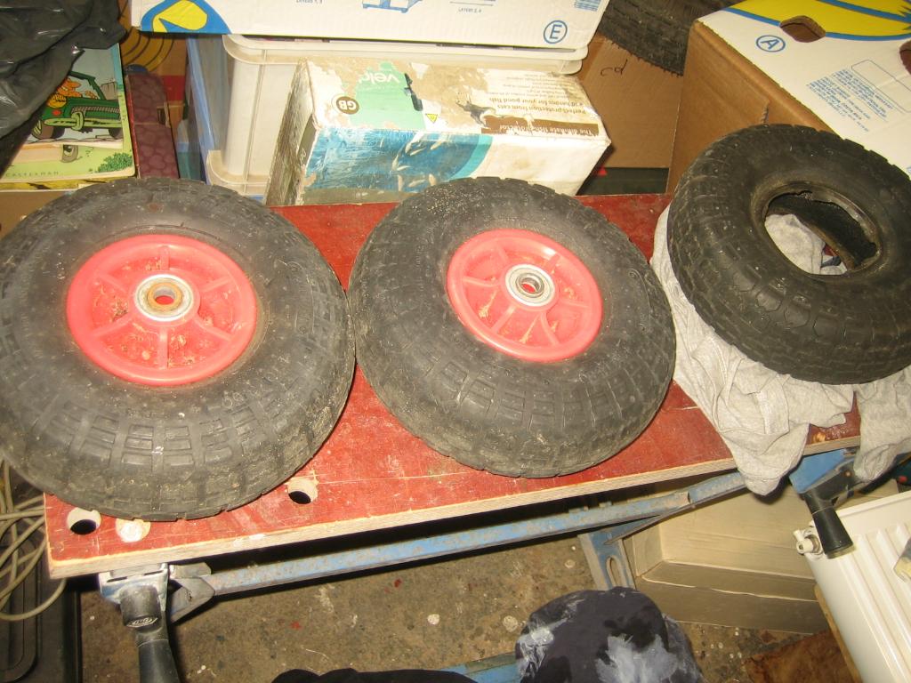 steekwagen wielen, skelterwielen, Doe-het-zelf en Verbouw, Transportwagens, 60 tot 80 liter, Ophalen of Verzenden, Gebruikt, Steekwagen