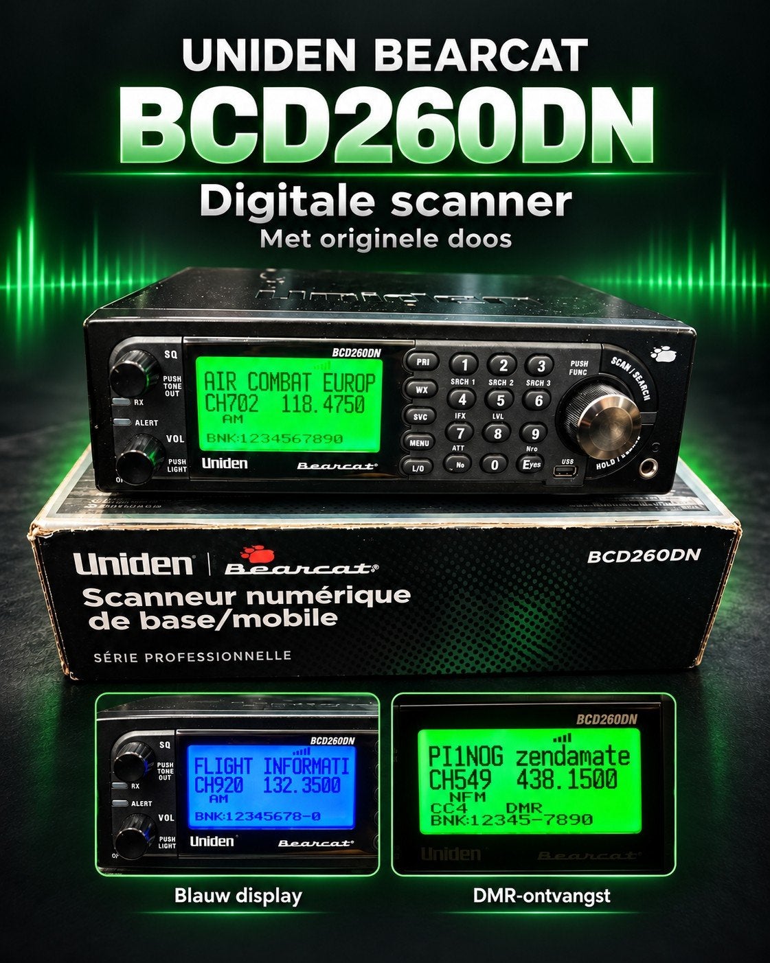 Uniden Bearcat BCD260DN digitale scanner + softwarekey, Telecommunicatie, Ophalen of Verzenden