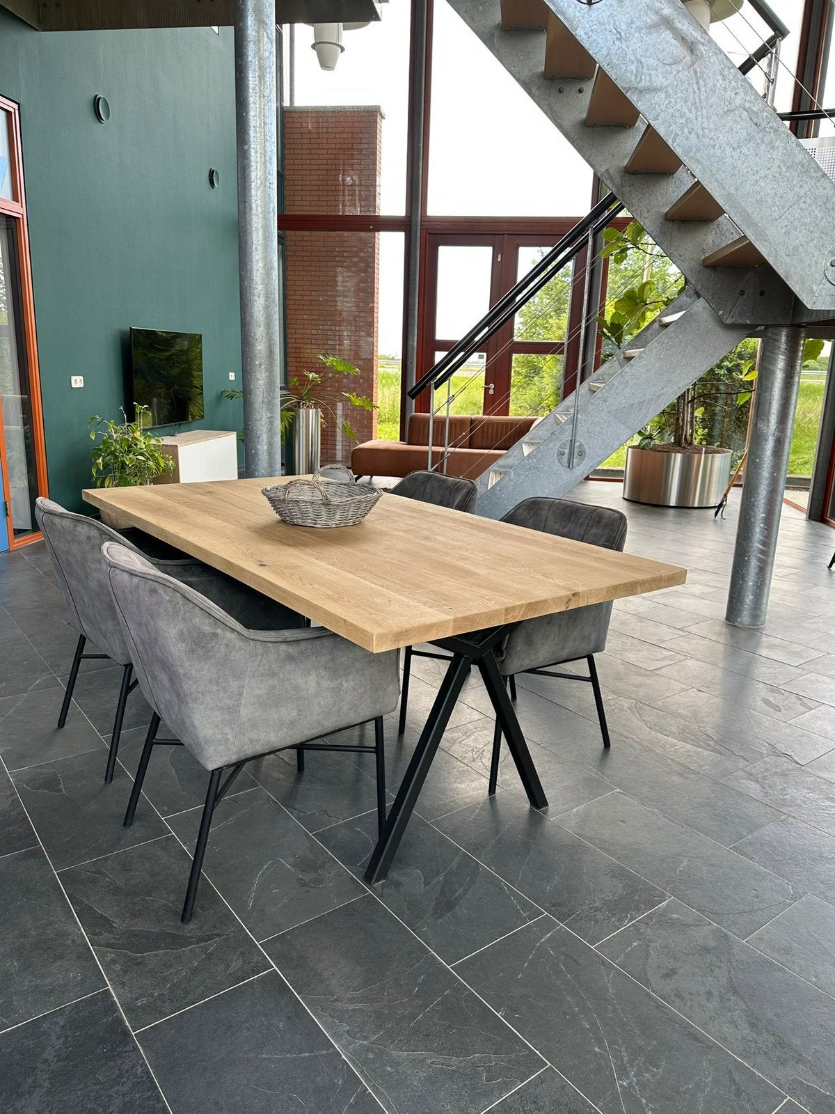 Massief eiken eettafel 200x100, Huis en Inrichting, Tafels | Eettafels, Ophalen, 100 tot 150 cm, Eikenhout, Vier personen