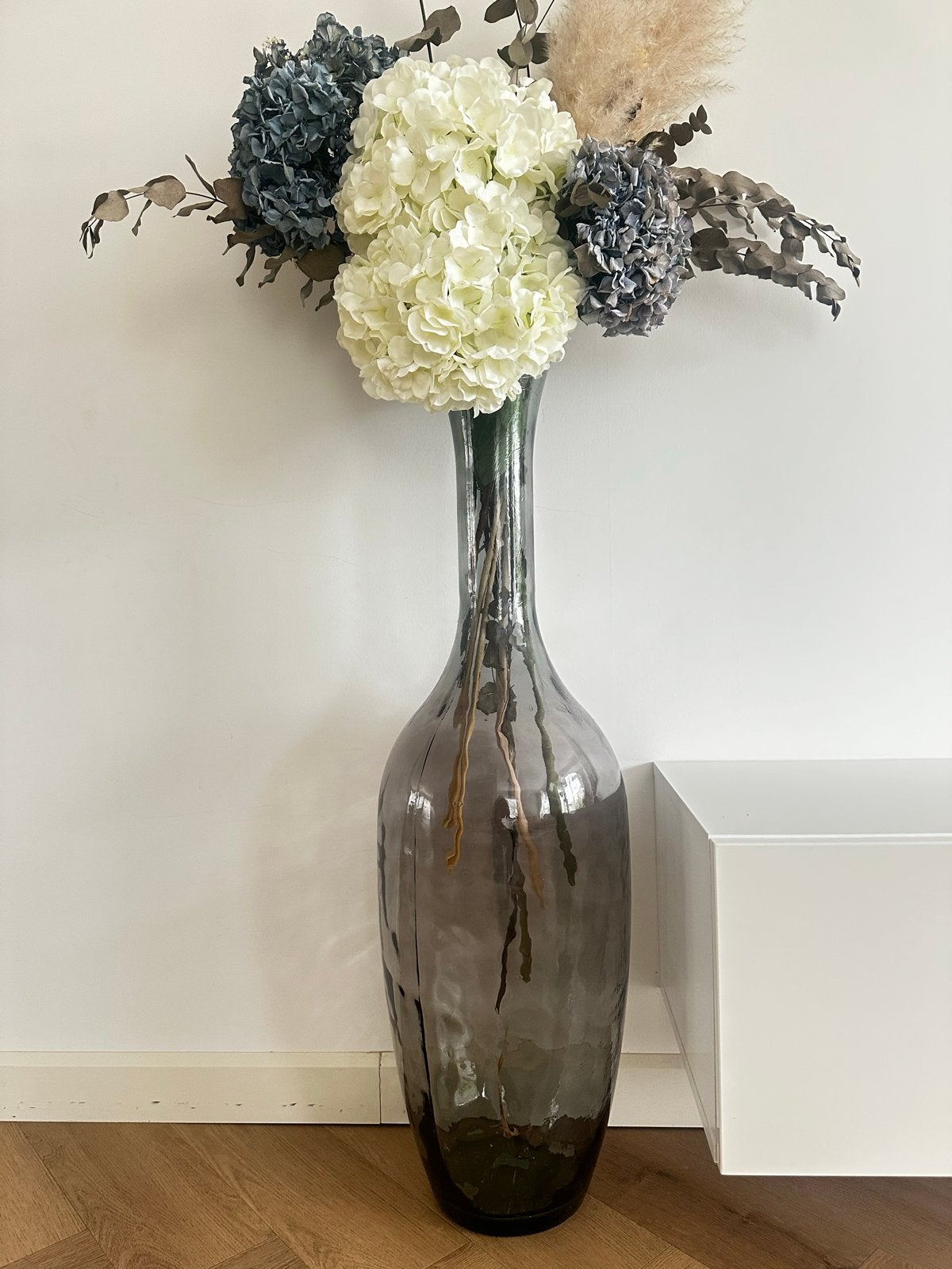 Prachtige vloervaas 100 cm hoogte, Ophalen, Transparant, 100 cm, Geschikt voor droogbloemen