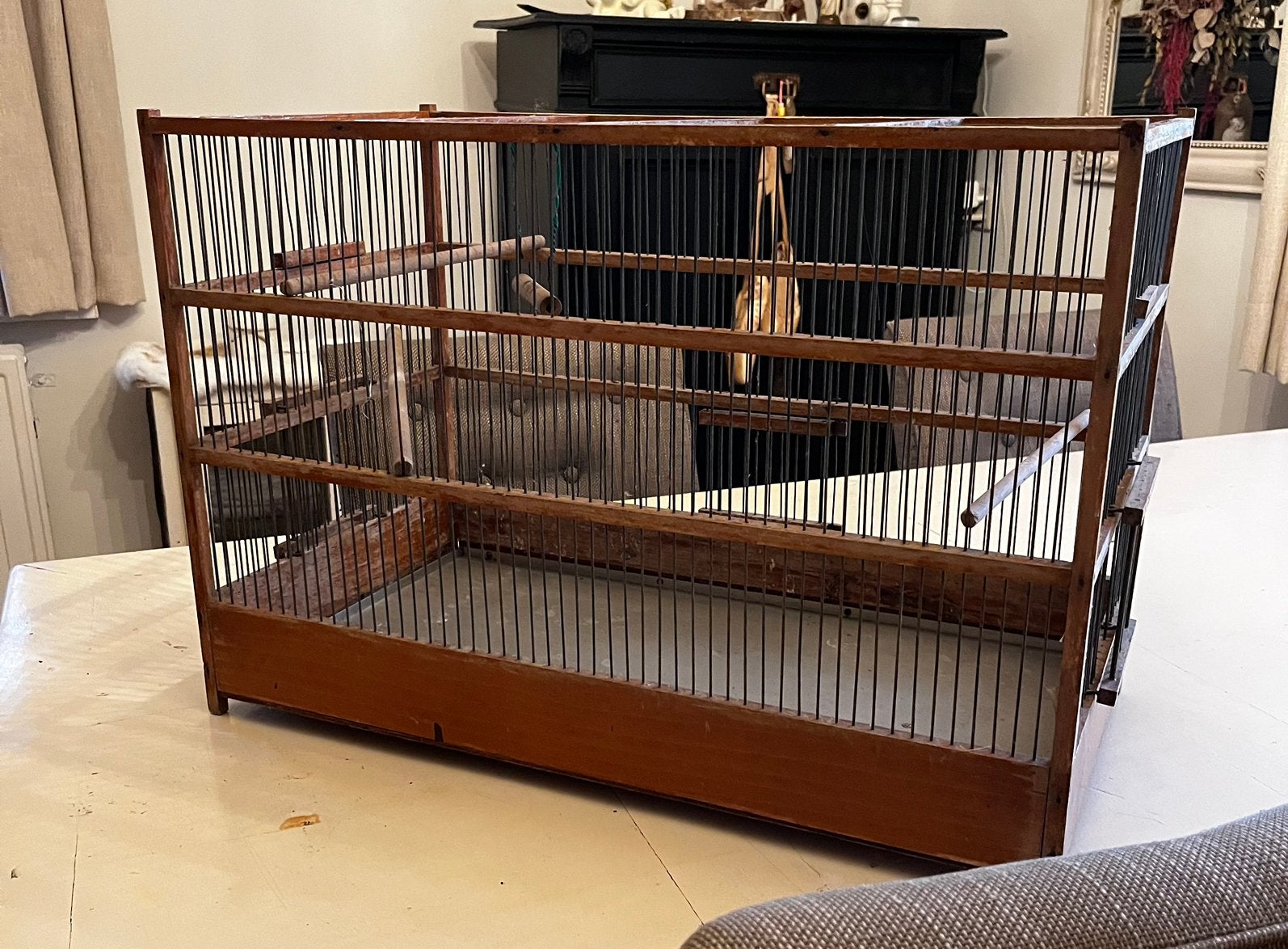 Grote brocante houten vogelkooi – vintage/antiek, Ophalen