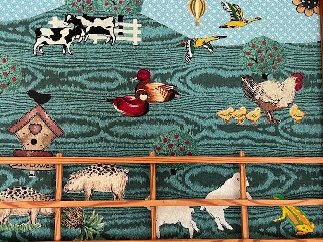 Boerderijdieren tafereel in lijst met hekwerk, Ophalen of Verzenden, Gebruikt