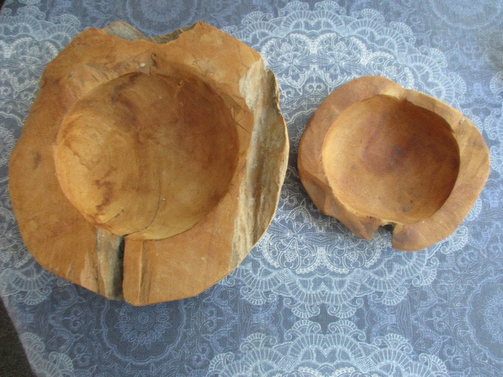 bijzondere houten schaal groot en kleiner samen 7,00, Schaal, Rond, Ophalen of Verzenden, Zo goed als nieuw