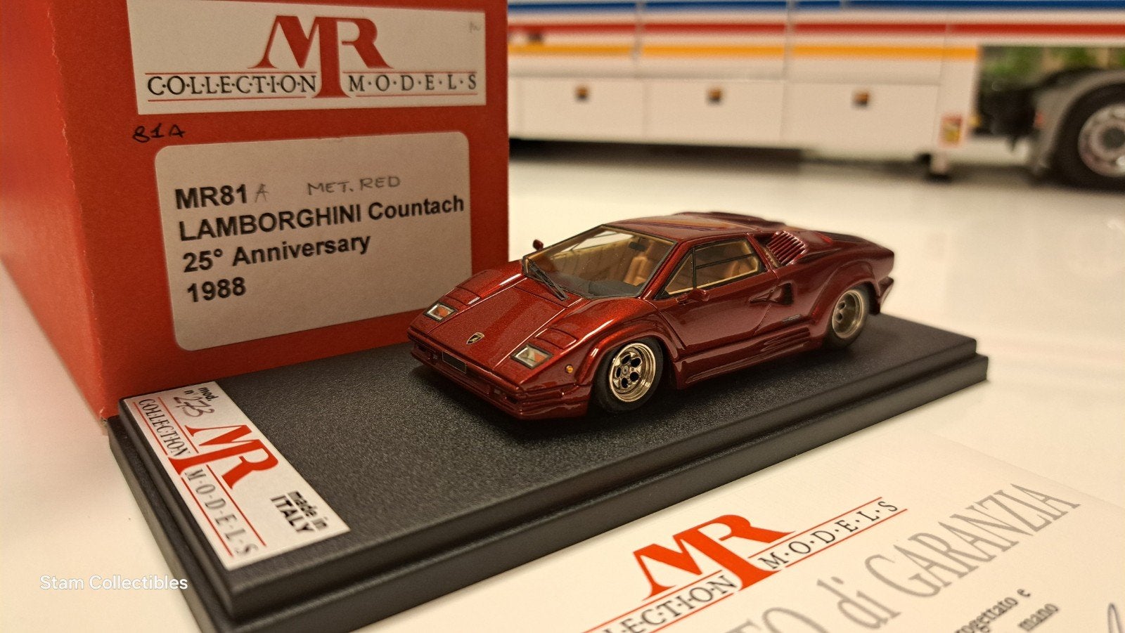 MR Collection MR81A Lamborghini Countach 25th Anni Red 1988, Overige merken, Auto, Ophalen of Verzenden, Zo goed als nieuw