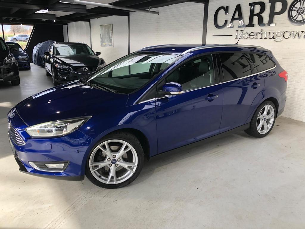 Ford Focus Wagon 1.5 Titanium Edition 2014 150PK Camera Leer, 4 cilinders, 150 pk, Blauw, Handgeschakeld