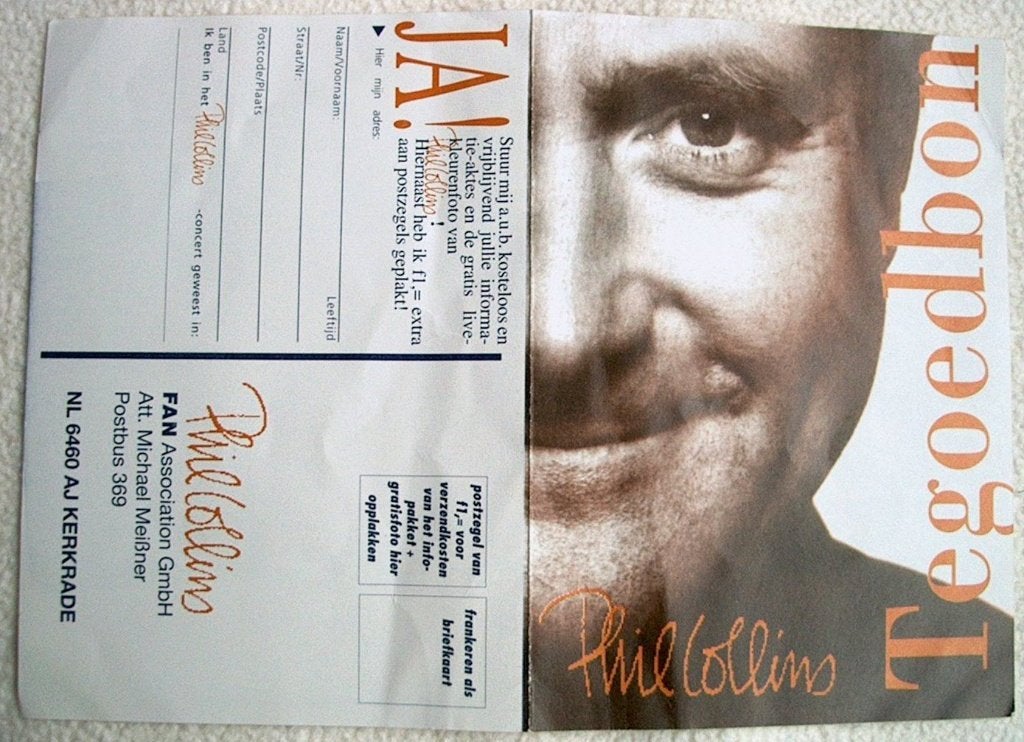 Tegoedbon kaart van Phil Collins uit 1994, Ophalen, Zo goed als nieuw, Foto of Kaart