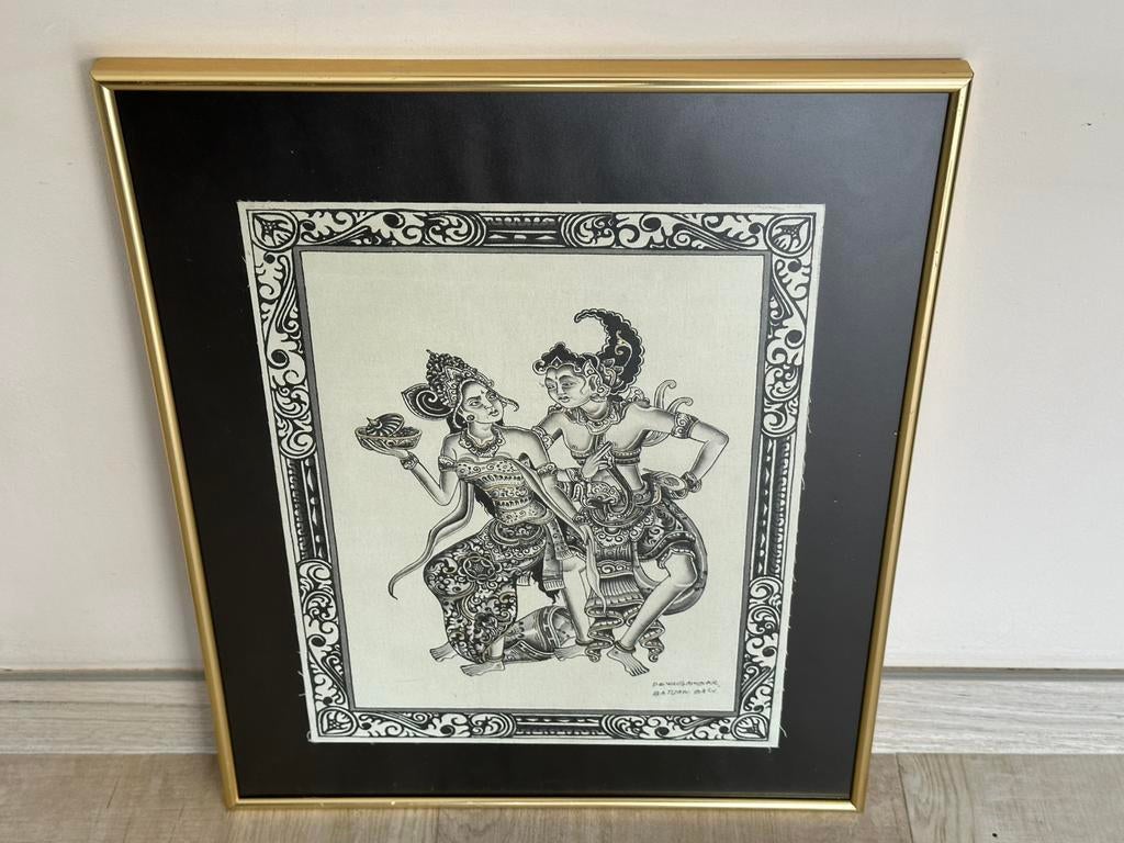 Aziatisch schilderij Balinese Dansers 40/50 cm, Ophalen of Verzenden
