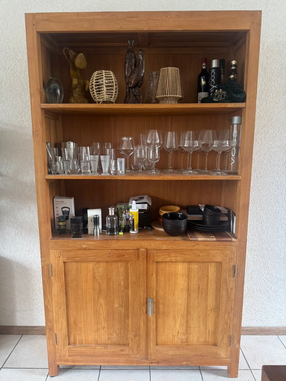 Teak buffetkast of boekenkast, Ophalen, Teakhout, 150 tot 200 cm, 25 tot 50 cm