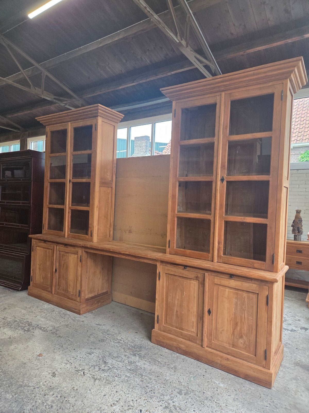 prachtige wandmeubel met bureau / home office kast, Ophalen, Met deur(en), 200 cm of meer, Glas
