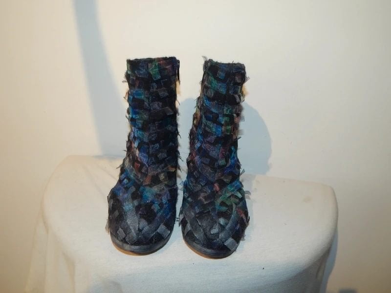 Papucei laarsjes kleurrijke stofjes bekleding sier hak ZGAN, Kleding | Dames, Overige kleuren, Verzenden, Lage of Enkellaarzen