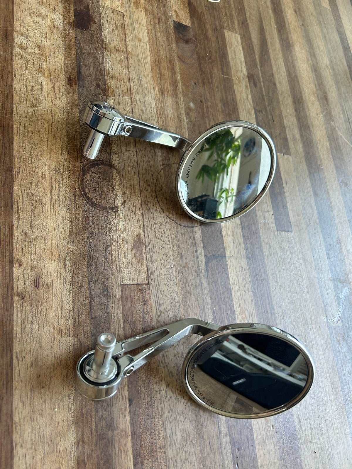 Set van 2 motorfiets bar-end spiegels, Motoren, Accessoires | Overige, Zo goed als nieuw, Ophalen