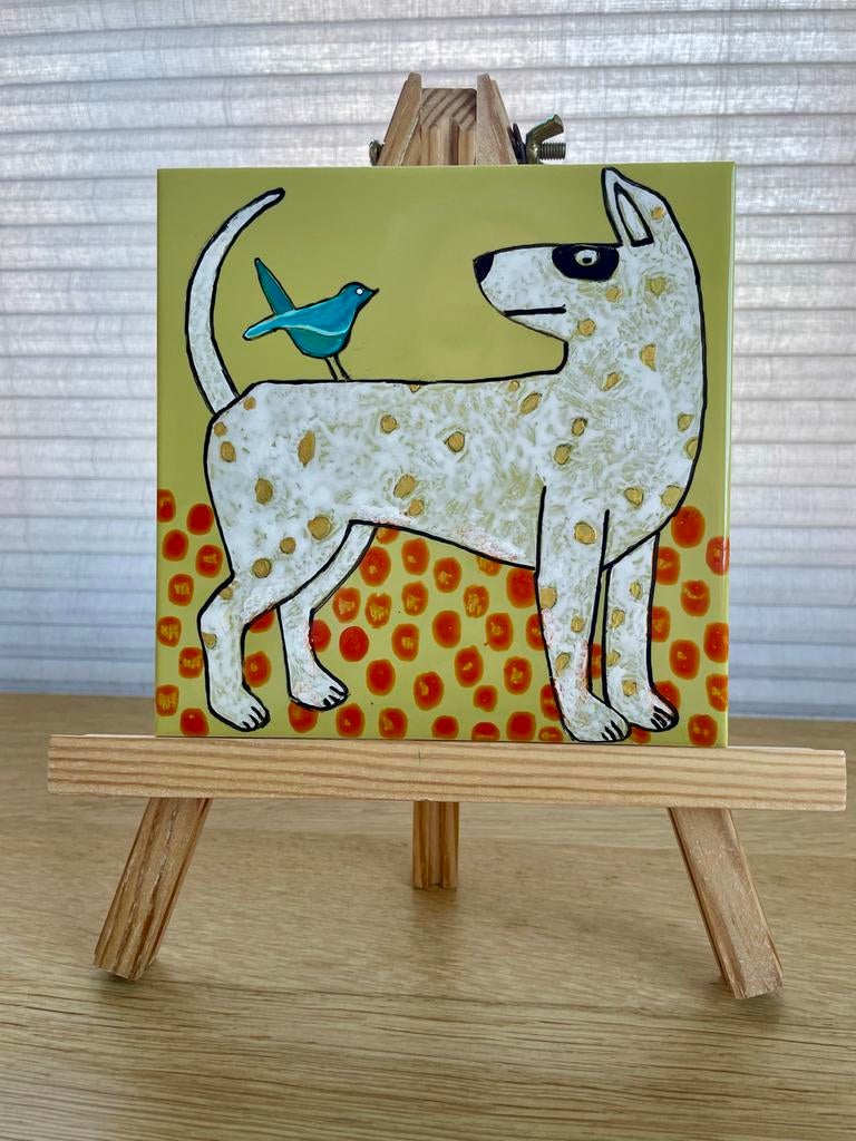 Uniek Handbeschilderd Tegeltje 15x15 cm - HÉ JIJ DAAR ☺️, Ophalen of Verzenden