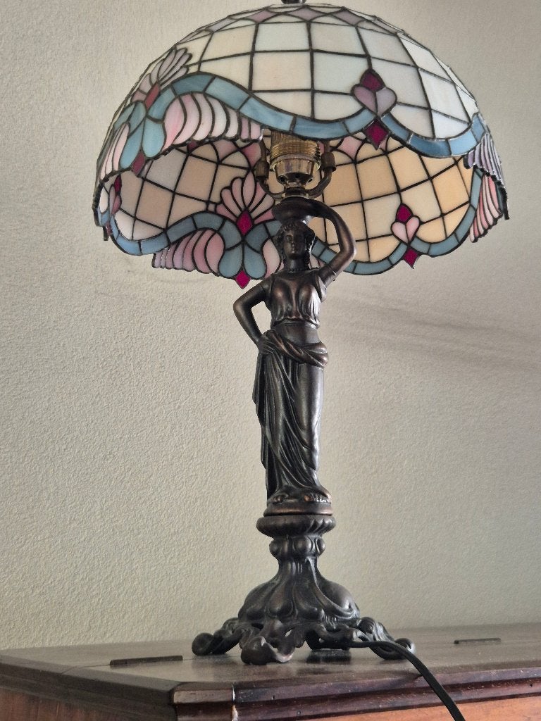 Tiffany lamp, Huis en Inrichting, Lampen | Tafellampen, Ophalen, Zo goed als nieuw, Metaal, Art deco