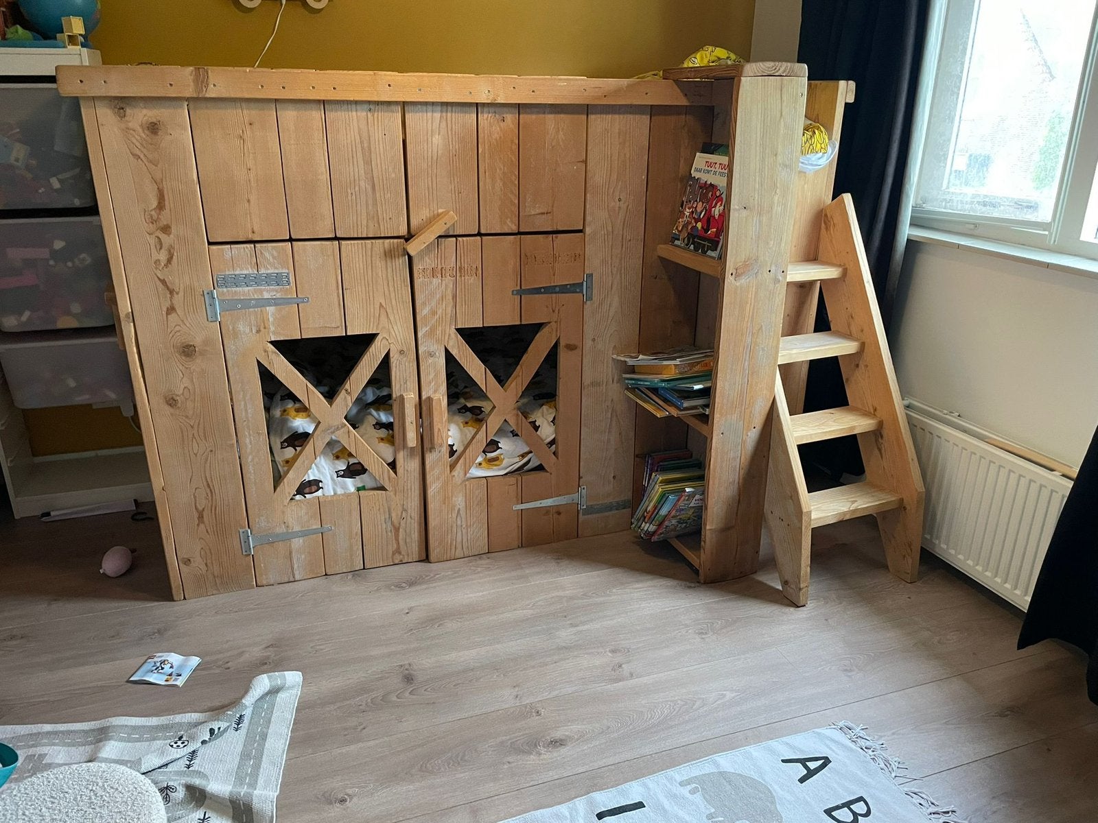 Stapelbed steigerhout, Ophalen, Zo goed als nieuw, Stapelbed