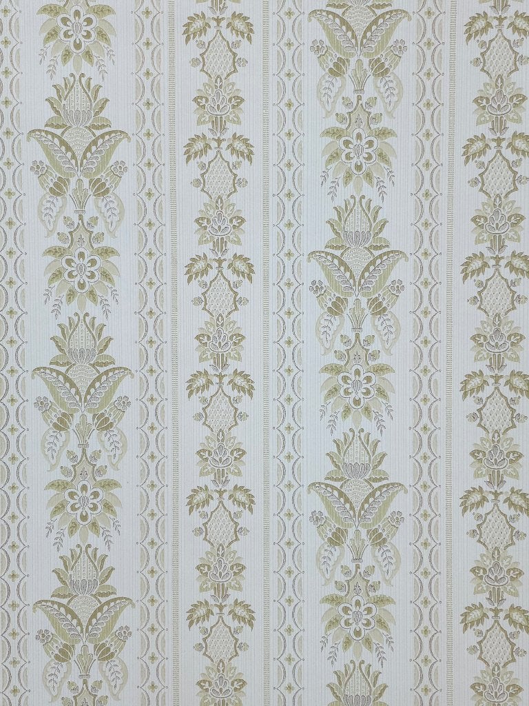5076 floral barokbehang beige groen retro jaren 60 swiet, Ophalen of Verzenden, Beige