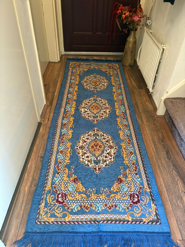 Lange tapijt., Blauw, 200 cm of meer, Zo goed als nieuw, Rechthoekig